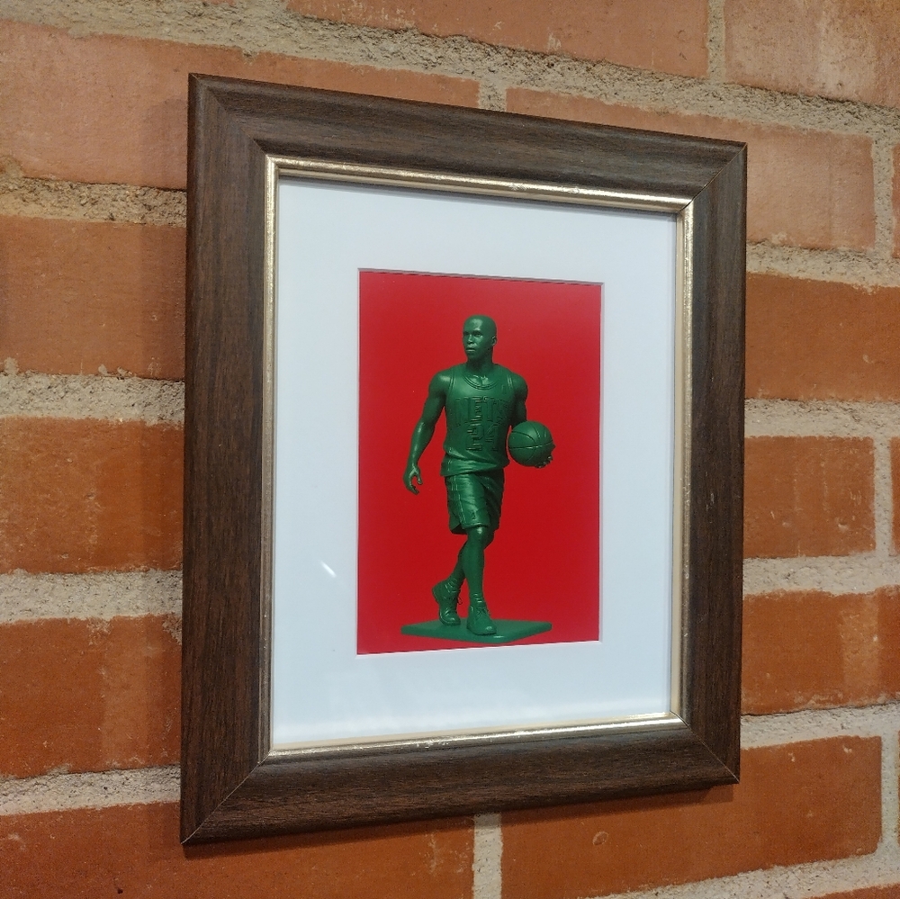 Richard Jefferson New Jersey Nets Retro NBA Plastic Army Man Framed Art Print
